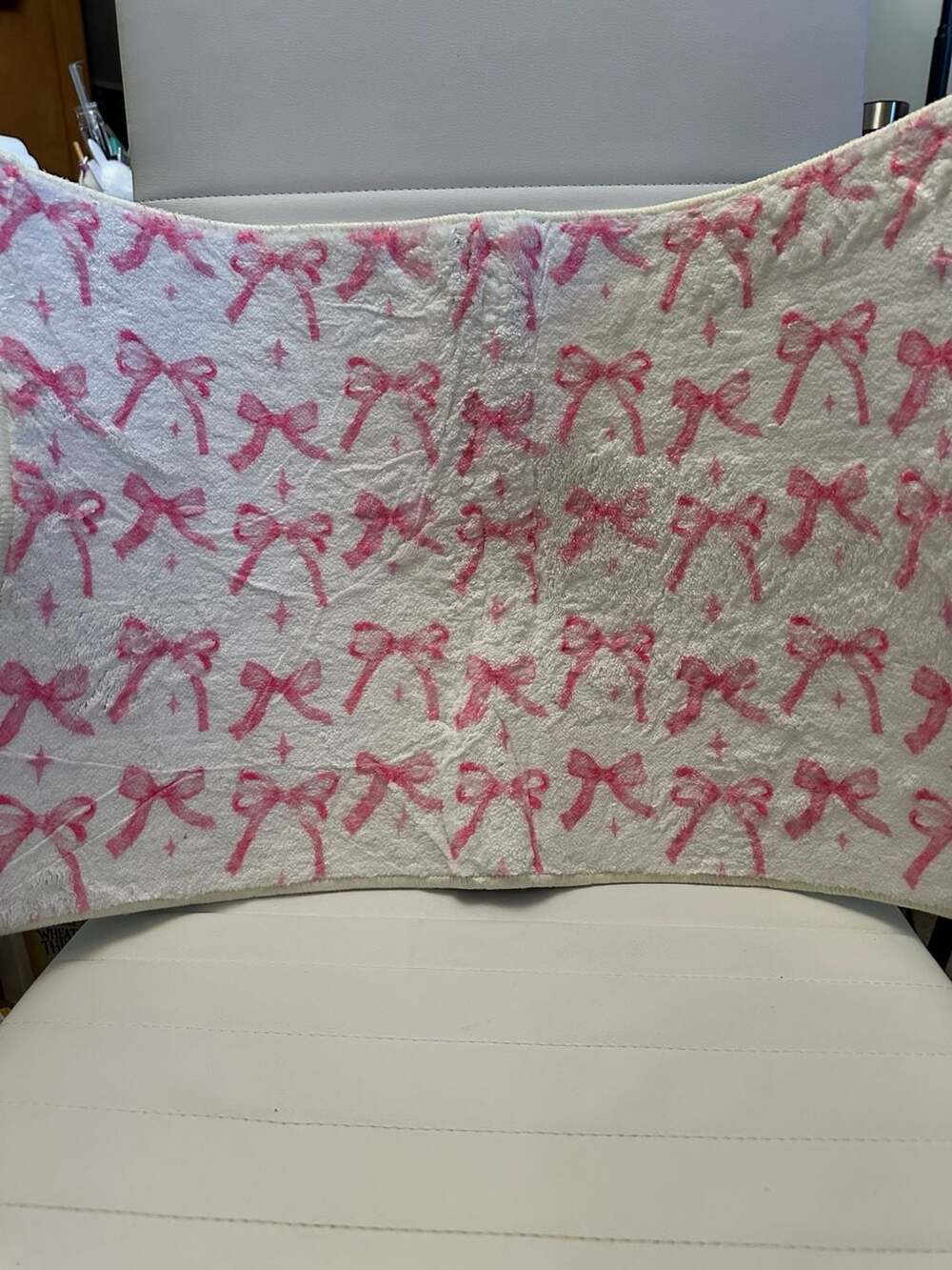 Pink Bow and Star Pattern Plush Bath Mat
